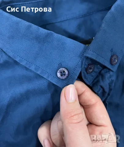Мъжка синя риза Emporio Armani, снимка 3 - Ризи - 49775144
