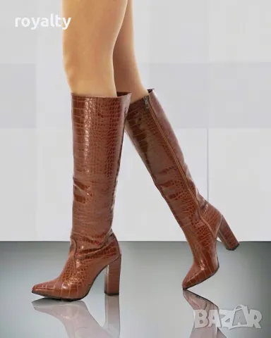 Ботуши на ток - кафява кожа