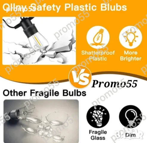 Светлинна верига от 10м. 20Бр лед крушки, лампи за декорация, снимка 6 - Декорация за дома - 50547653