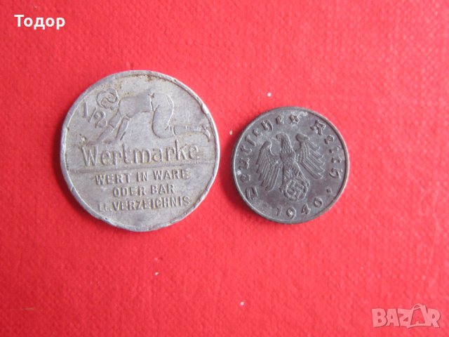 Рядък немски жетон 5 пфенинг 1940 райх
