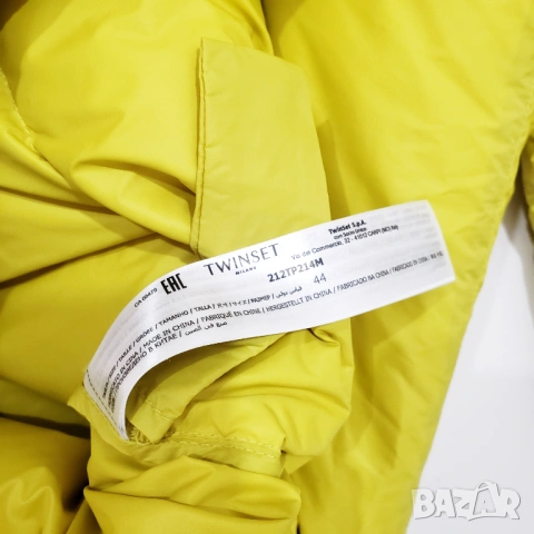 TWINSET НОВО! Дамско Зимно Палто Дълго Пухено Яке Пух Жълто-Зелено M-L, снимка 11 - Якета - 53226484