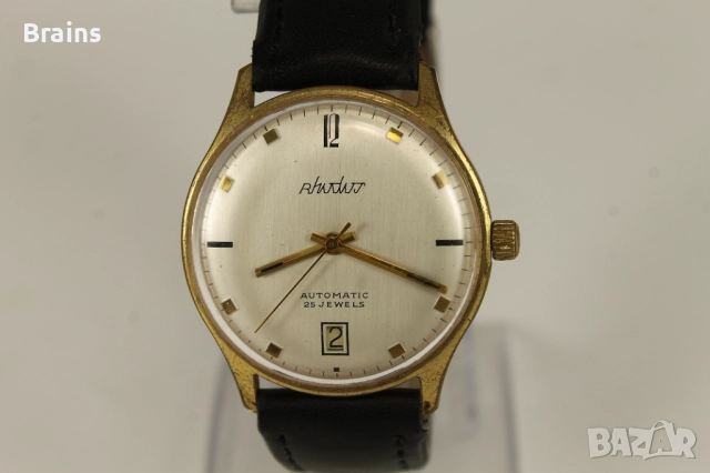 1960's Немски Позлатен Часовник RHUDUS Duromat Automatic, снимка 3 - Антикварни и старинни предмети - 51657124