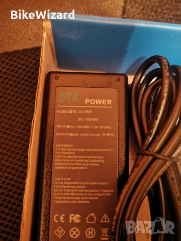 DTK Адаптер за лаптоп 65W 18.5V 3.5A Adapter Notebook 7.4x5.0x0.7 НОВ, снимка 2 - Захранвания и кутии - 33434781