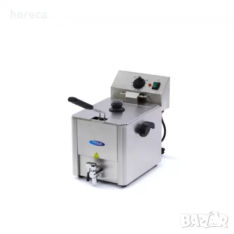 Електрически фритюрник 8 л - кран, студена зона и регулируем термостат, снимка 3 - Обзавеждане на кухня - 49490037