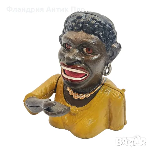 Чугунена касичка с механизъм- жена, снимка 2 - Декорация за дома - 46363425