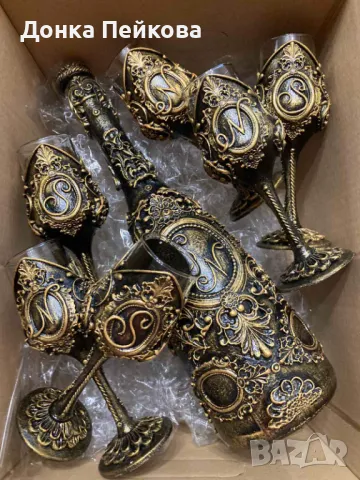 Сервиз за аперитив ръчна изработка в злато, снимка 11 - Сервизи - 47658038