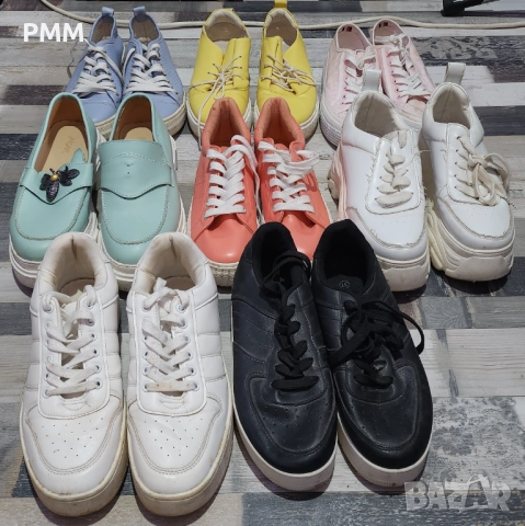 Различни видове дамски кецове и обувки 37