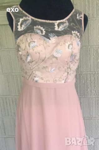 Официална рокля, Дълга рокля, Рокля бродерия, Макси рокля, Розова рокля, снимка 3 - Рокли - 43295622