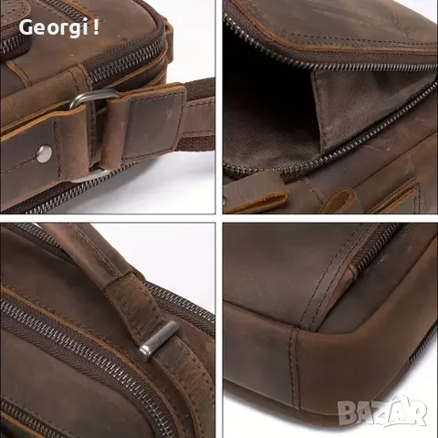 Премиум*/Мъжка Винтидж Бизнес чанта/Crazy Horse* Кафява естествена кожа!, снимка 3 - Чанти - 49776572