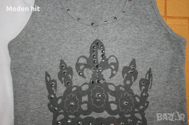 Сив топ/потник с капси, снимка 3 - Потници - 50835935