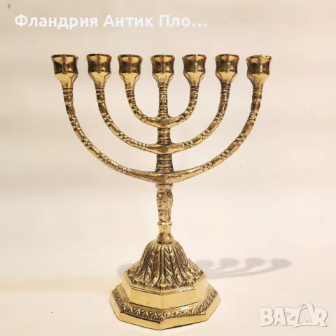 Месингов менора свещник, снимка 2 - Декорация за дома - 49100878
