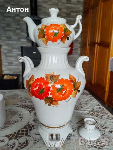Руски порцеланов самовар., снимка 4 - Антикварни и старинни предмети - 48926773