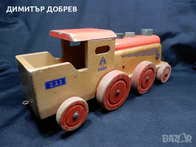 СТАРА РЕТРО ДЪРВЕНА ИГРАЧКА ЛОКОМОТИВ HABA GERMANY, снимка 4 - Антикварни и старинни предмети - 50266307