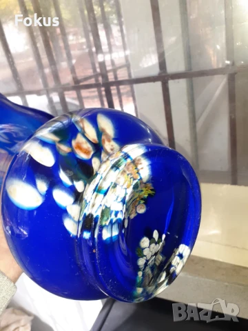 Невероятна голяма ваза Мурано стъкло кобалт, снимка 4 - Антикварни и старинни предмети - 50909827