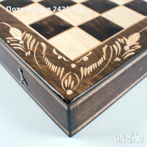 Дървен шах с табла + дървени фигури и пулове, 5 размера, 3 цвята, снимка 4 - Шах и табла - 28401775