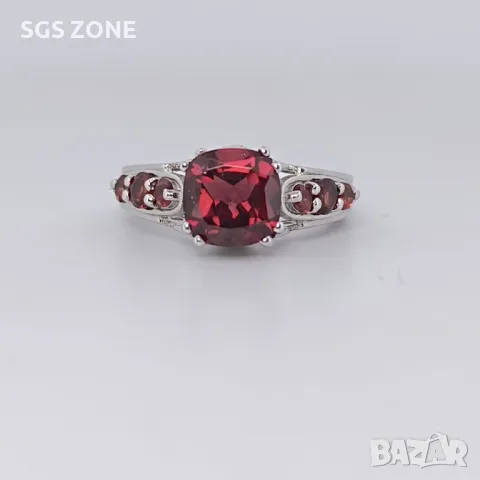 Сребърен Пръстен с Топаз, Аметист, Гранат, снимка 12 - Пръстени - 50311232