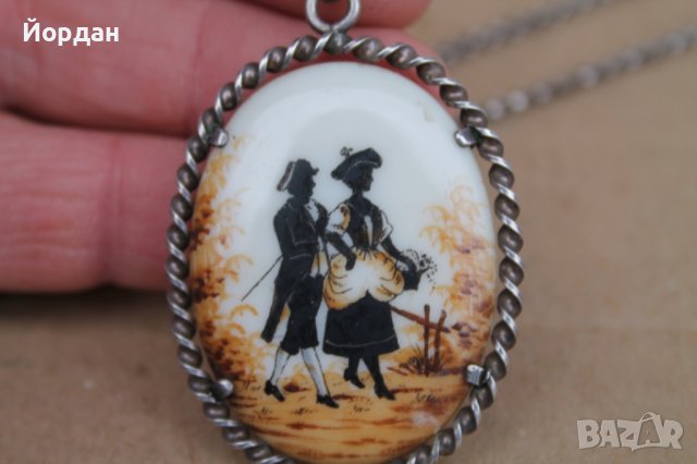 Уникално сребърно бижу с порцелан, снимка 7 - Колиета, медальони, синджири - 44050164