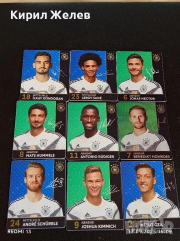 Колекционерски картички на футболисти МАТС ХУМЕЛС,АНТИНИО РУДИГЕР, ДЖОШУА КИМИХ 51012, снимка 8 - Колекции - 51701328