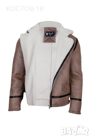 Мъжко зимно яке от набук - 3484 кремав, снимка 6 - Якета - 51835571