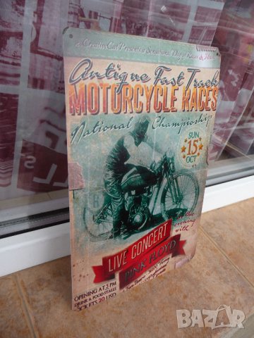 Метална табела мотор стар състезателен мотокрос състезание  , снимка 2 - Декорация за дома - 43765589