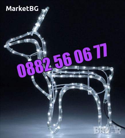 Коледен светещ елен, коледен елен височина 90 см, синя светлина, снимка 4 - Декорация за дома - 52429727