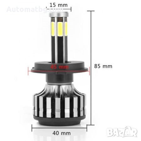 Комплект диодни крушки за фарове Automat, с 6 страни – X6S LED Headlight H1, 50W, 9-32V, снимка 2 - Аксесоари и консумативи - 28083162