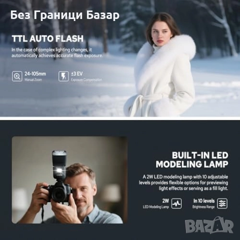 Нова професионална Godox V480S безжична светкавица за Sony с тъчскрийн и HSS, снимка 4 - Светкавици, студийно осветление - 52078826