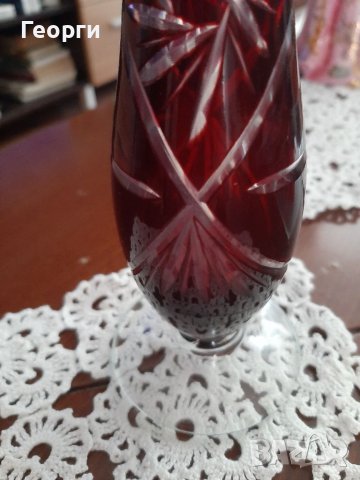Червен кристал ваза, снимка 4 - Вази - 40423149