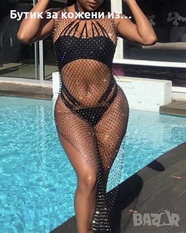 ✅ Луксозна бляскава дълга мрежа/рокля с камъни, снимка 1