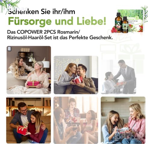 COPOWER Комплект масла за растеж на косата, 50 мл розмарин и 100 мл рициново масло, снимка 3 - Продукти за коса - 43440703