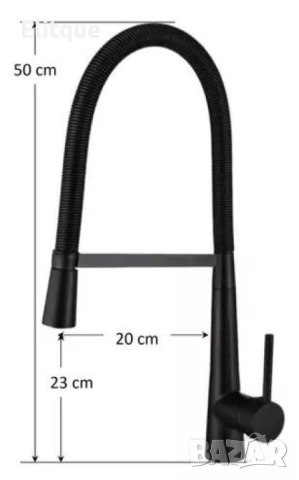 Висок кран за мивка с подвижен гъвкав чучур тип "U", черен, снимка 6 - Други стоки за дома - 52854071