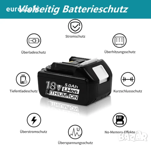 Yookoto 18 V Комплект от 2 литиево-йонни акумулаторни батерии 5000 mAh батерии за Makita, снимка 7 - Други инструменти - 51073943