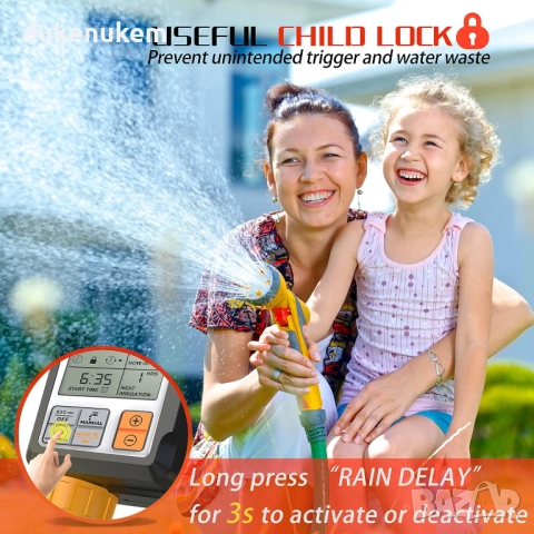 Програматор за напояване, таймер, автоматичен, с голям дисплей, снимка 4 - Напояване - 52812328