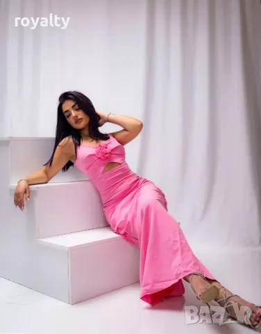 Розова дамска елегантна рокля 