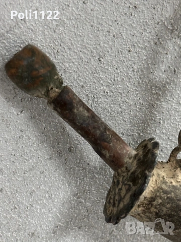 Възрожденски барутник – рог, мед, бронз и седеф, снимка 6 - Антикварни и старинни предмети - 53416668