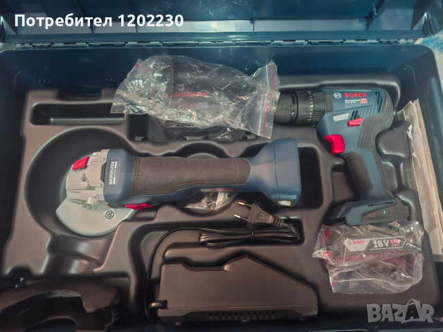 Професионален безчетков ъглошлайф и винтоверт Бош оригинални в гаранция и касов бон, снимка 2 - Ъглошлайфи - 53054546