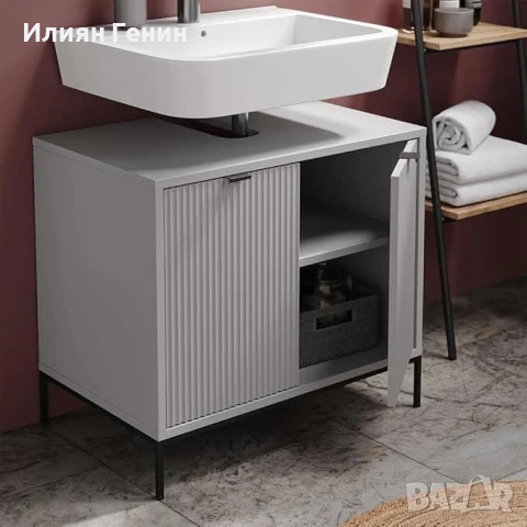 Шкаф за мивка Vicco Eliza, сив, 70 x 63 см с врати и чекмедже, снимка 5 - Шкафове - 50556723