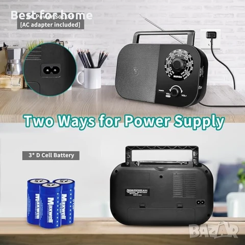  Benss Преносимо радио, AM FM радио с  голям високоговорител, снимка 3 - Радиокасетофони, транзистори - 50849803