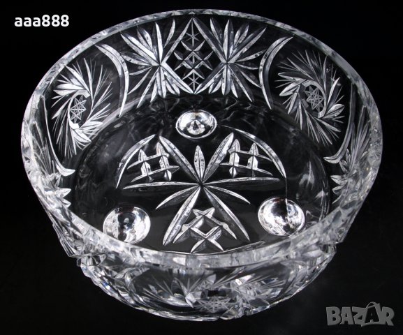 Фруктиера на крачета чешки кристал Бохемия, снимка 3 - Прибори за хранене, готвене и сервиране - 36925823