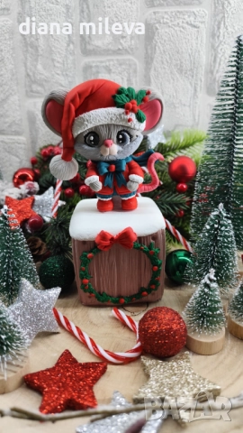Коледна  Мишка, идеален подарък за малки и големи!!!, снимка 8 - Декорация за дома - 52396703