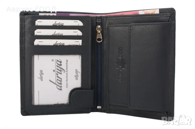 Черно портмоне естествена кожа, снимка 4 - Портфейли, портмонета - 48704879
