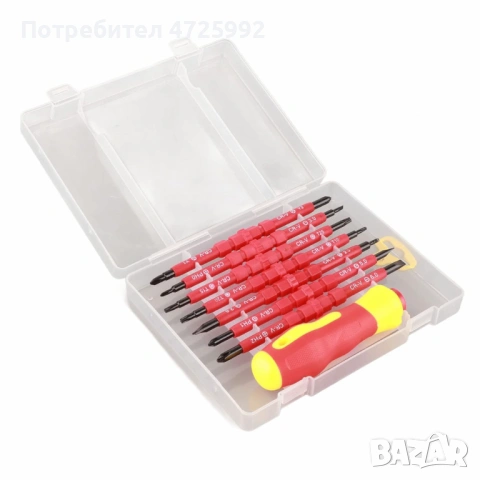 Професионален комплект двустранни изолирани отвертки с дръжка - 14в1, снимка 3 - Отвертки - 53311079