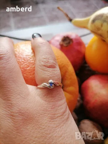 Сребърен пръстен със син цирконий - модел PLR009, снимка 4 - Пръстени - 50397717