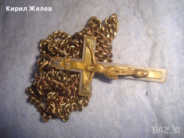 СТАРИННО ПОСРЕБРЕНО БРОНЗОВО РАЗПЯТИЕ КРЪСТ МАЙСТОРСКА РЯДКА РАБОТА с ПОЗЛАТЕНА РЕТРО ВЕРИЖКА 17316 , снимка 16 - Антикварни и старинни предмети - 37170808