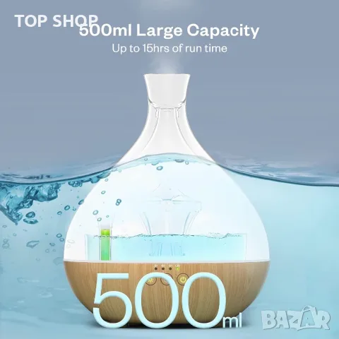 Първокласен ултразвуков дифузер за етерични масла Vivlot 500 мл/овлажнител/7 цвята LED/безшумен, снимка 9 - Овлажнители и пречистватели за въздух - 49308531