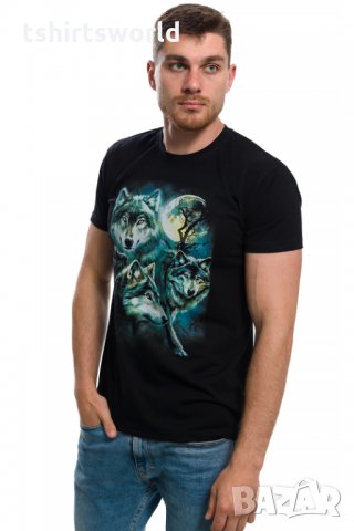 Нова мъжка тениска с дигитален печат Вълци, пълнолуние, Серия вълци, снимка 8 - Тениски - 29040473