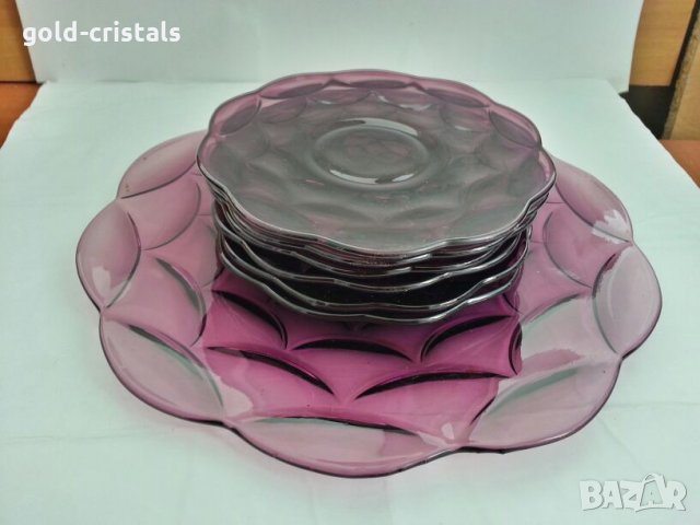 Стъклени чинии цветно лилаво стъкло, снимка 8 - Антикварни и старинни предмети - 27012145