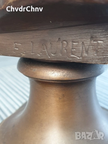 49см-10кг Laurent статуетка-бюст/стара френска бронзова скулптура/фигура на жена-млада дама, снимка 13 - Статуетки - 52967354