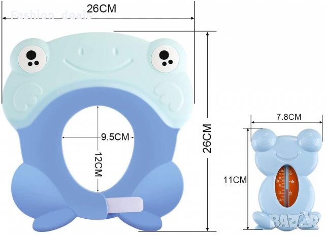 Бебешки Мек Силиконов Комплект за къпане Душ шапка козирка протектор от шампоан и термометър, снимка 3 - За банята - 33619352