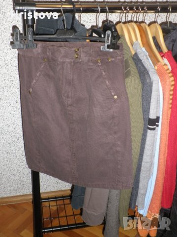 Дънкова пола - цвят кафе, снимка 2 - Поли - 32757155